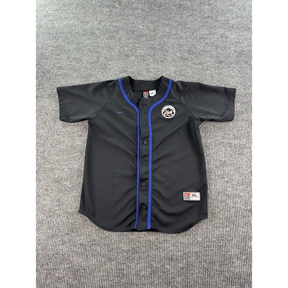Vintage Mike Piazza Jersey Boys Youth Extra Large Black Nike New York Mets y2k